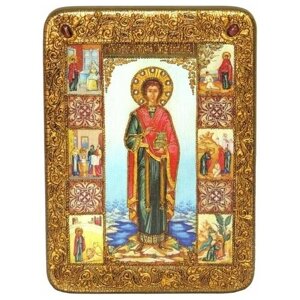 Икона аналойная Святой князь Владислав Сербский на мореном дубе 21*29 см 999-RTI-571m