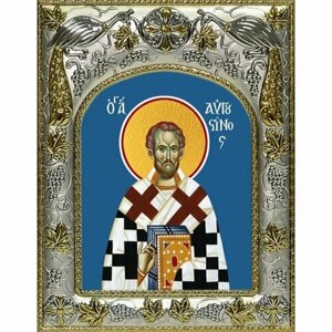 Икона Августин блаженный 14x18 в серебряном окладе, арт вк-3559