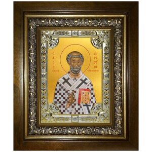 Икона Августин блаженный, 18х24 см, в окладе и киоте