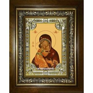 Икона Богородица Владимирская, 18x24 см, со стразами, в деревянном киоте, арт вк-2873