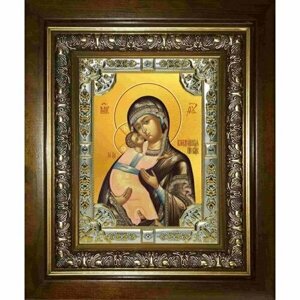 Икона Богородица Владимирская, 18x24 см, со стразами, в деревянном киоте, арт вк-2884