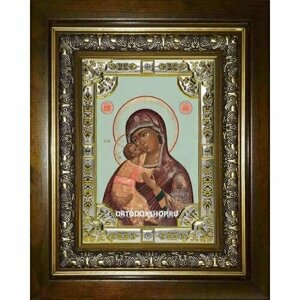 Икона Богородица Владимирская, 18x24 см, со стразами, в деревянном киоте, арт вк-2893