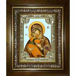 Икона Богородица Владимирская, 18x24 см, со стразами, в деревянном киоте, арт вк-2895
