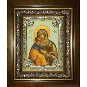 Икона Богородица Владимирская, 18x24 см, со стразами, в деревянном киоте, арт вк-2898