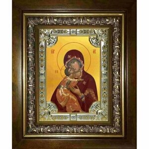 Икона Богородица Владимирская, 18x24 см, со стразами, в деревянном киоте, арт вк-2931
