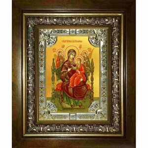 Икона Богородица Всецарица, 18x24 см, со стразами, в деревянном киоте, арт вк-2906
