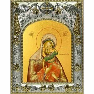 Икона Божьей Матери Акидимская 14x18 в серебряном окладе, арт вк-2672