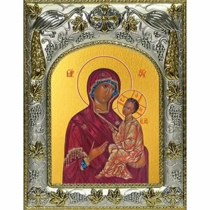 Икона Божьей Матери Хлебная, 14x18 в серебряном окладе, арт вк-5036