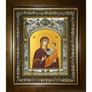 Икона Божьей Матери Иверская, 14x18 см, в деревянном киоте 20х24 см, арт вк-3050