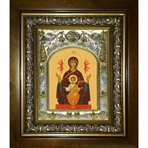 Икона Божьей Матери Неупиваемая чаша, 14x18 см, в деревянном киоте 20х24 см, арт вк-3032