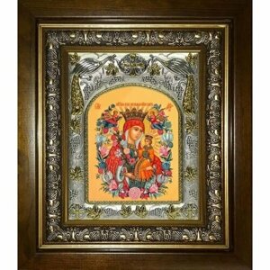 Икона Божьей Матери Неувядаемый цвет, 14x18 см, в деревянном киоте 20х24 см, арт вк-3033