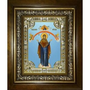 Икона Божьей Матери Покров, 18x24 см, со стразами, в деревянном киоте, арт вк-3214