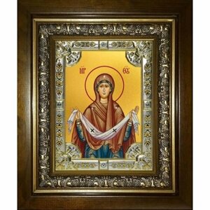 Икона Божьей Матери Покров, 18x24 см, со стразами, в деревянном киоте, арт вк-3260