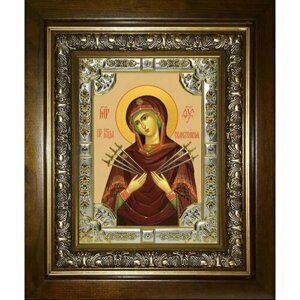 Икона Божьей Матери Семистрельная, 18x24 см, со стразами, в деревянном киоте, арт вк-3190