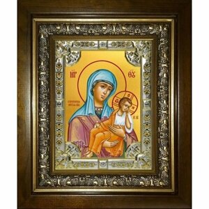 Икона Божьей Матери Старорусская, 18x24 см, со стразами, в деревянном киоте, арт вк-5264