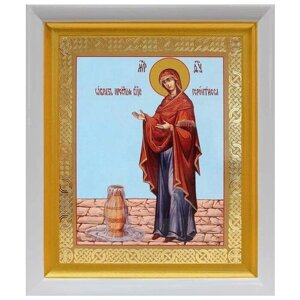 Икона Божией Матери "Геронтисса", белый киот 19*22,5 см
