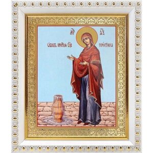 Икона Божией Матери "Геронтисса", в белой пластиковой рамке 12,5*14,5 см