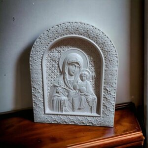 Икона Божией Матери, гипс. Образ, изображение Богородицы, Девы Марии, Пресвятой Девы