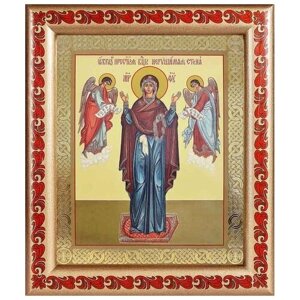 Икона Божией Матери "Нерушимая Стена", рамка с узором, 19х22.5 см