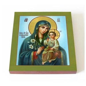 Икона Божией Матери "Неувядаемый Цвет"лик № 060), печать на доске 14,5*16,5 см