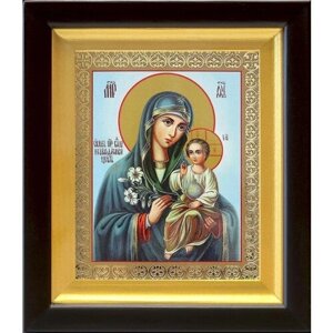 Икона Божией Матери "Неувядаемый Цвет"лик № 060), в деревянном киоте 14,5*16,5 см