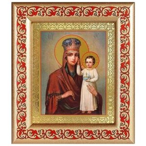 Икона Божией Матери "Призри на смирение", рамка с узором 14,5*16,5 см