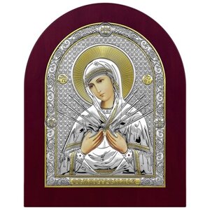 Икона Божией Матери Семистрельная 6395/WO, 16.5х20 см, цвет: серебристый