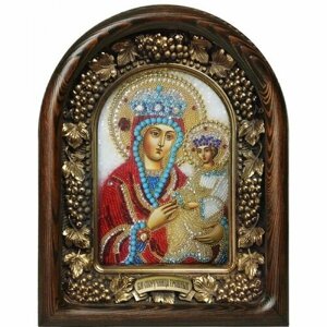 Икона Божией Матери Споручница грешных из бисера и натуральных камней, арт ДИ-350