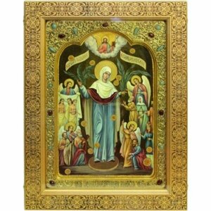 Икона Божией Матери Всех Скорбящих Радость с грошиками рукописная, арт ИРП-754