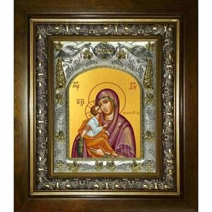 Икона Божья Матерь Акафистная, 14x18 см, в деревянном киоте 20х24 см, арт вк-2772