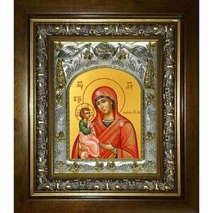 Икона Божья Матерь Гребневская, 14x18 см, в деревянном киоте 20х24 см, арт вк-2781