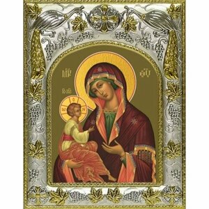 Икона Божья Матерь Гребневская, 14x18 в серебряном окладе, арт вк-4968