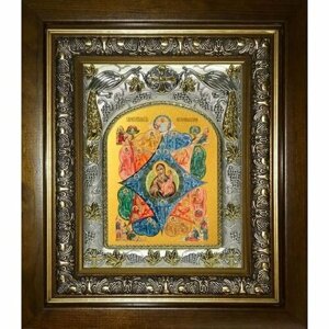 Икона Божья Матерь Неопалимая Купина, 14x18 см, в деревянном киоте 20х24 см, арт вк-3053