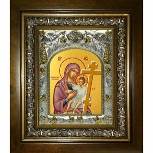 Икона Божья Матерь Новоникитская, 14x18 см, в деревянном киоте 20х24 см, арт вк-5159