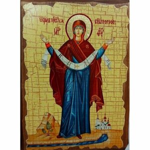 Икона Божья Матерь Покров под старину (13 х 17,5 см), арт IDR-027