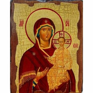 Икона Божья Матерь Смоленская Одигитрия под старину (17 на 23 см), арт IDR-950