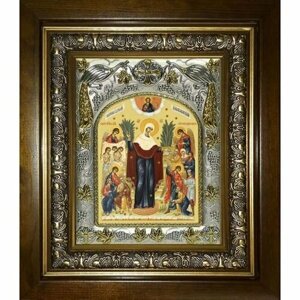 Икона Божья Матерь Всех скорбящих Радость, 14x18 см, в деревянном киоте 20х24 см, арт вк-3023