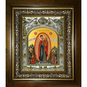 Икона Божья Матерь Всех скорбящих Радость, 14x18 см, в деревянном киоте 20х24 см, арт вк-3069