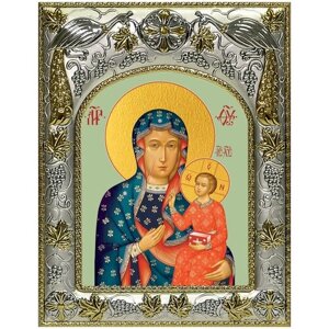 Икона Ченстоховская Божия Матерь, 14х18 см, в окладе