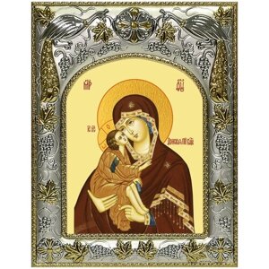 Икона Донская Божия Матерь, 14х18 см, в окладе