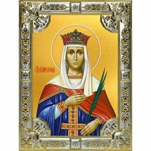 Икона Ирина великомученица серебро 18 х 24 со стразами, арт вк-1320