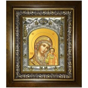 Икона Казанская Божия Матерь, 14х18 см, в окладе и киоте