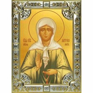 Икона Матрона Московская серебро 18 х 24 со стразами, арт вк-2633