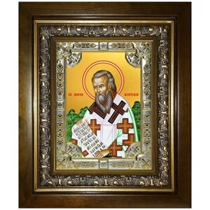Икона Мирон Критский, святитель, 18х24 см, в окладе и киоте