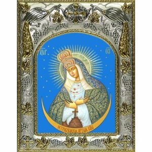 Икона Остробрамская Божья Матерь, 14x18 в серебряном окладе, арт вк-4993