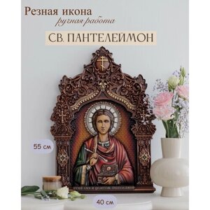 Икона Пантелеймона Целителя 55х40 см от Иконописной мастерской Ивана Богомаза