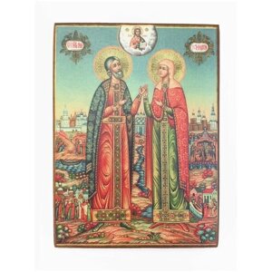 Икона "Петр и Февронья", размер иконы - 10x13