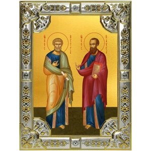 Икона Петр и Павел апостолы, 18х24 см, в окладе