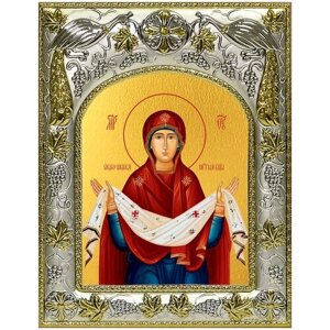 Икона Покров Пресвятой Богородицы, 14х18 см, в окладе