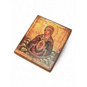 Икона Пресвятая Богородица В Родах Помощница, под старину, 10х11 см
